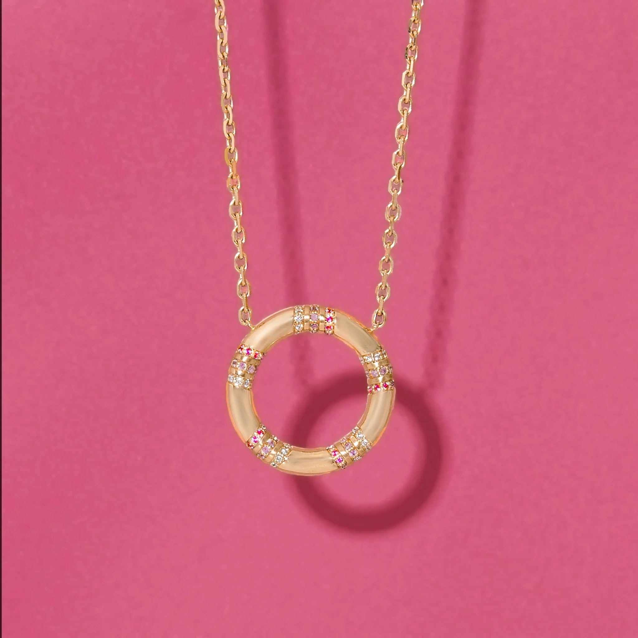 Crew Large Circle Pendant Necklace - Diamond