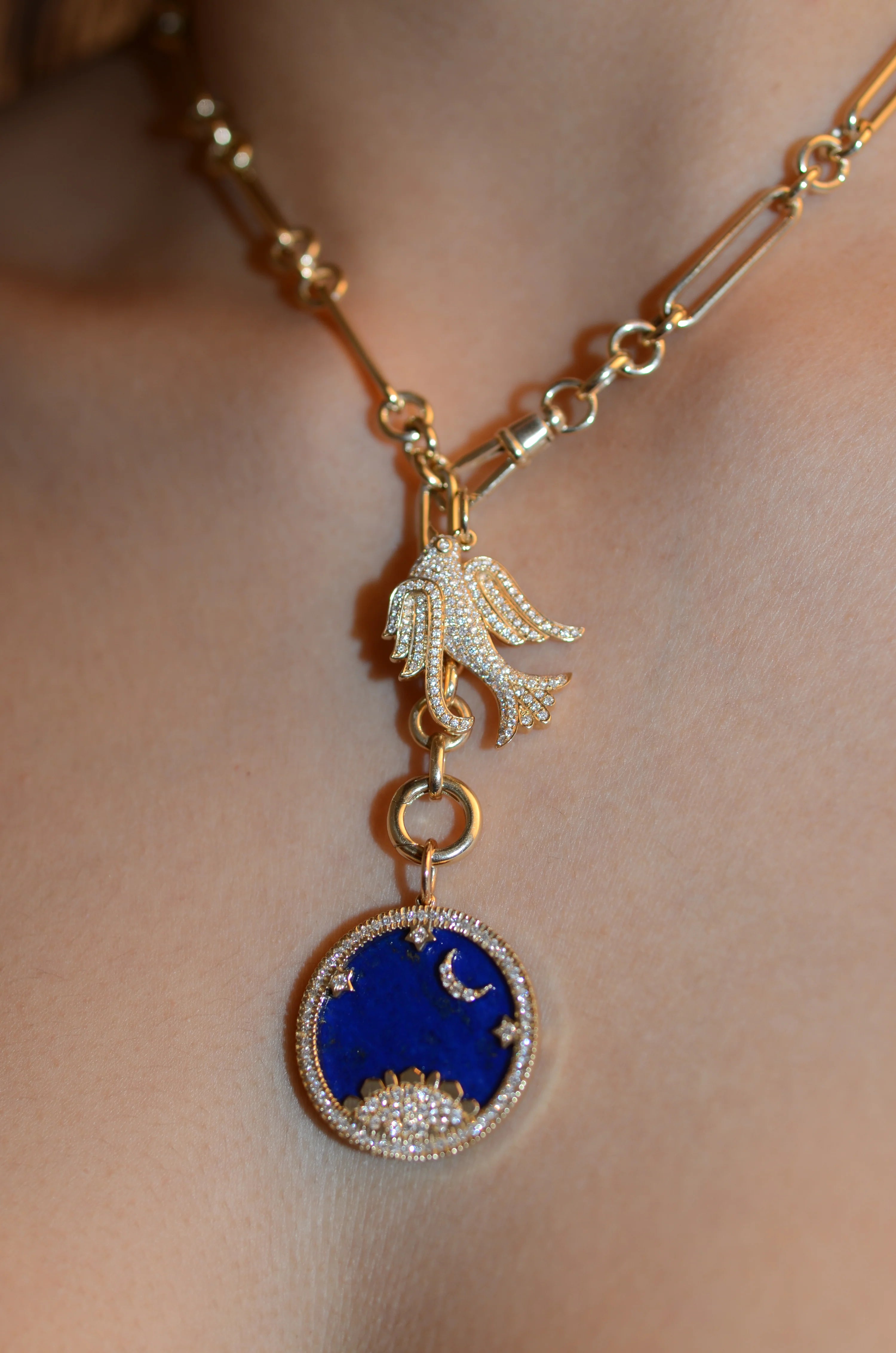 Starry Night Lapis Lazuli Mountain Charm