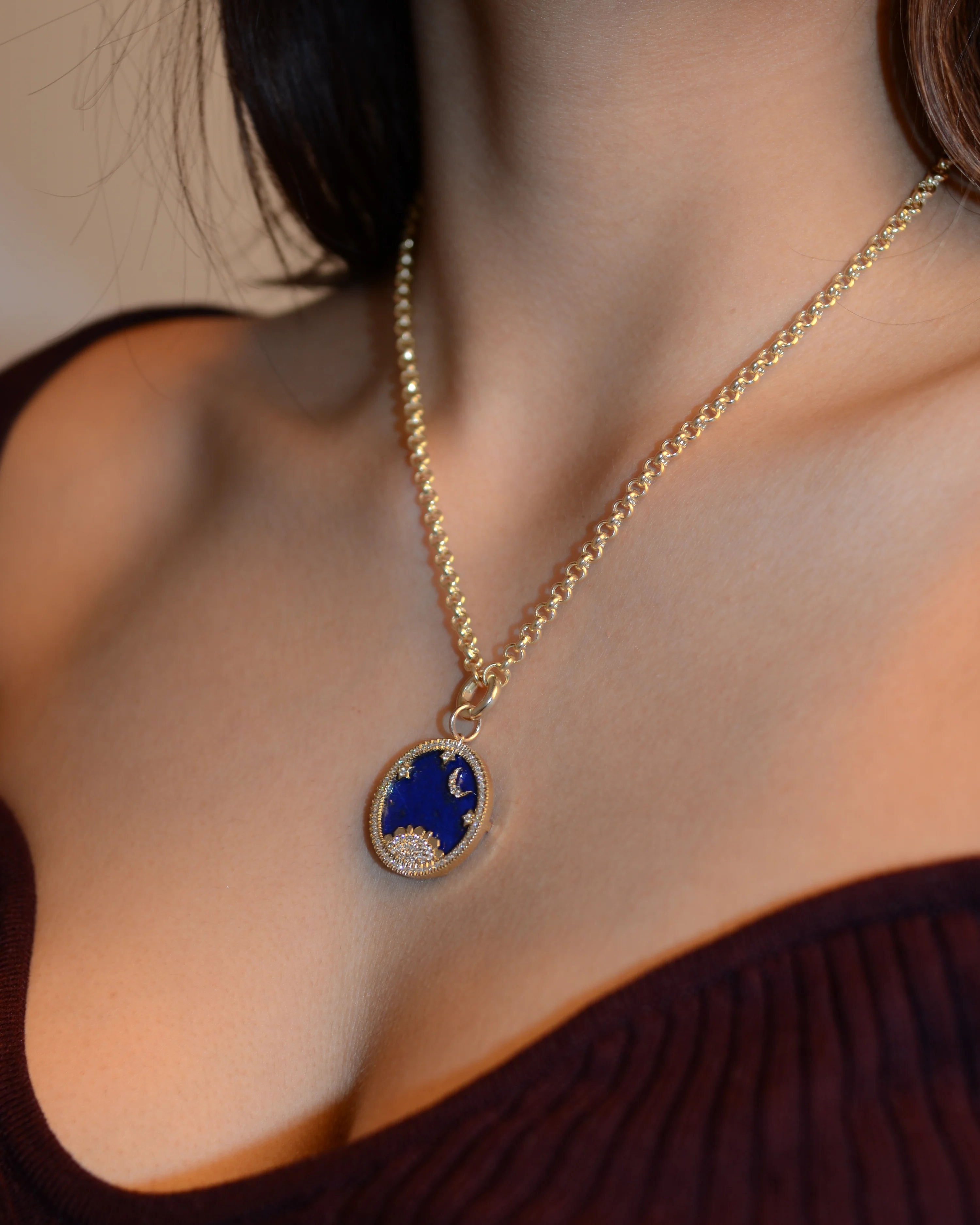 Starry Night Lapis Lazuli Mountain Charm