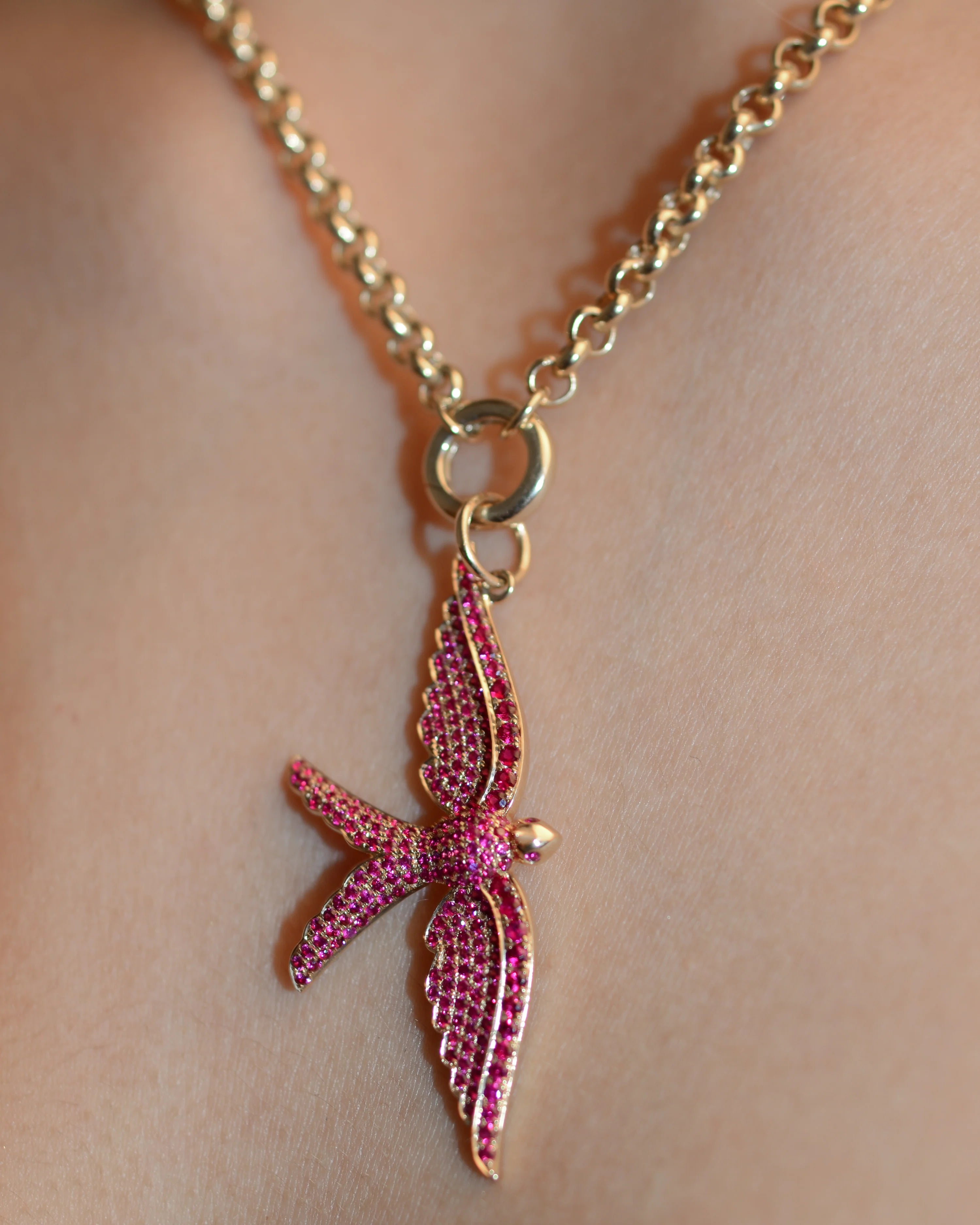 Wings of Love Ruby Swallow Charm
