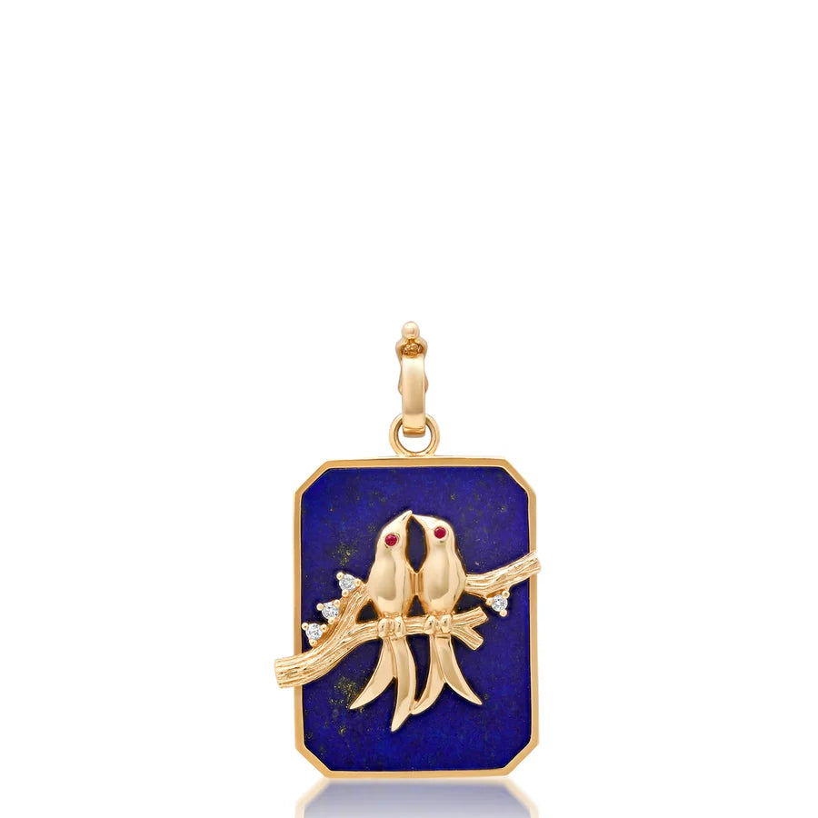 LARGE LOVEBIRDS Gemstone PENDANT