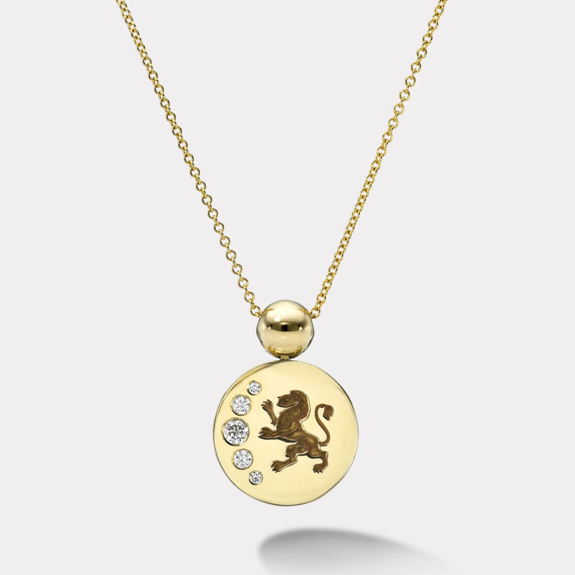 Fantasy Signet Pendant Necklace with Diamonds