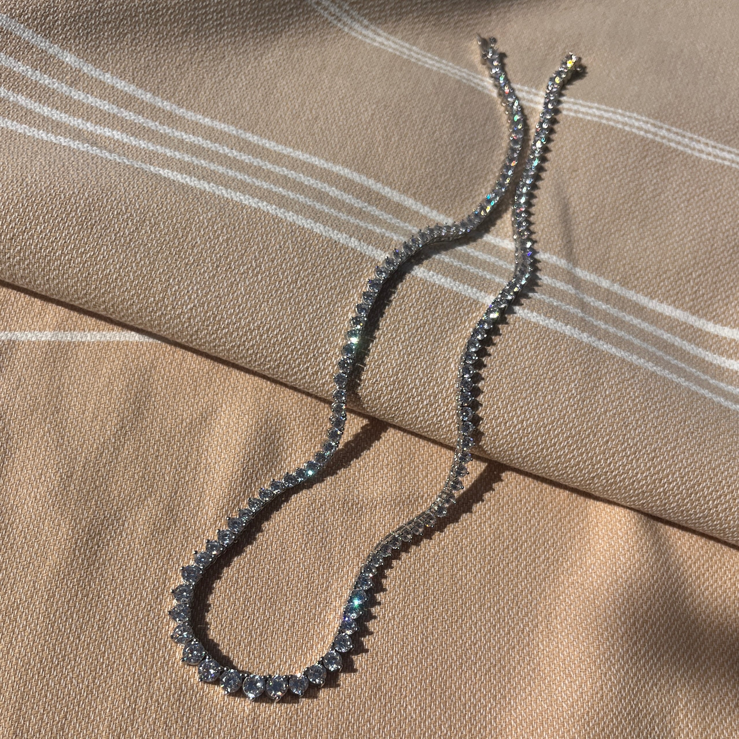 THE “LIZ” 3 PRONG GRADUATED TENNIS NECKLACE