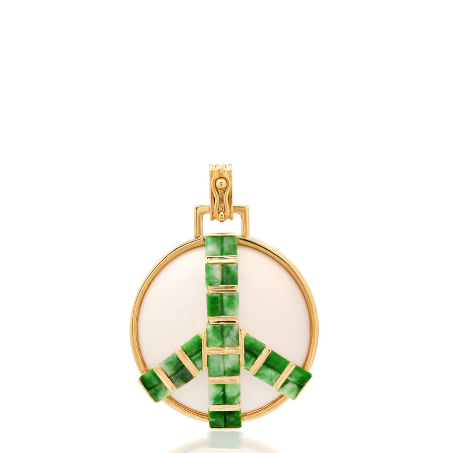 Midsize Peace Pendant with Black/White Onyx and Jade Albite