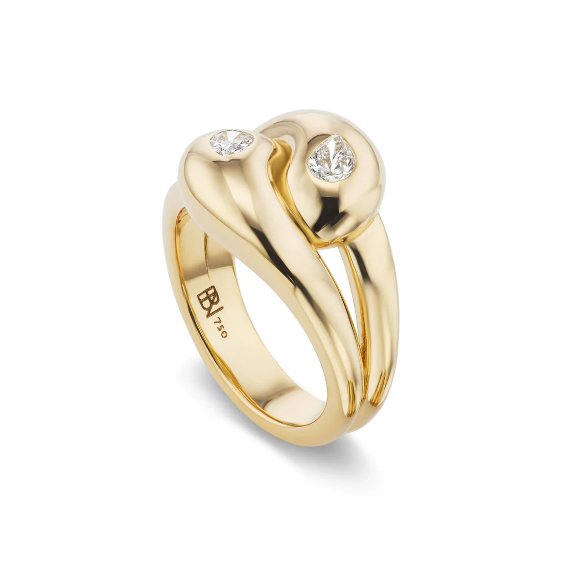 Knot Ring with 2 Diamond Pears