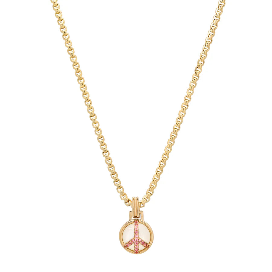 Mini Peace Pendant Mother of Pearl/Pink Tourmaline
