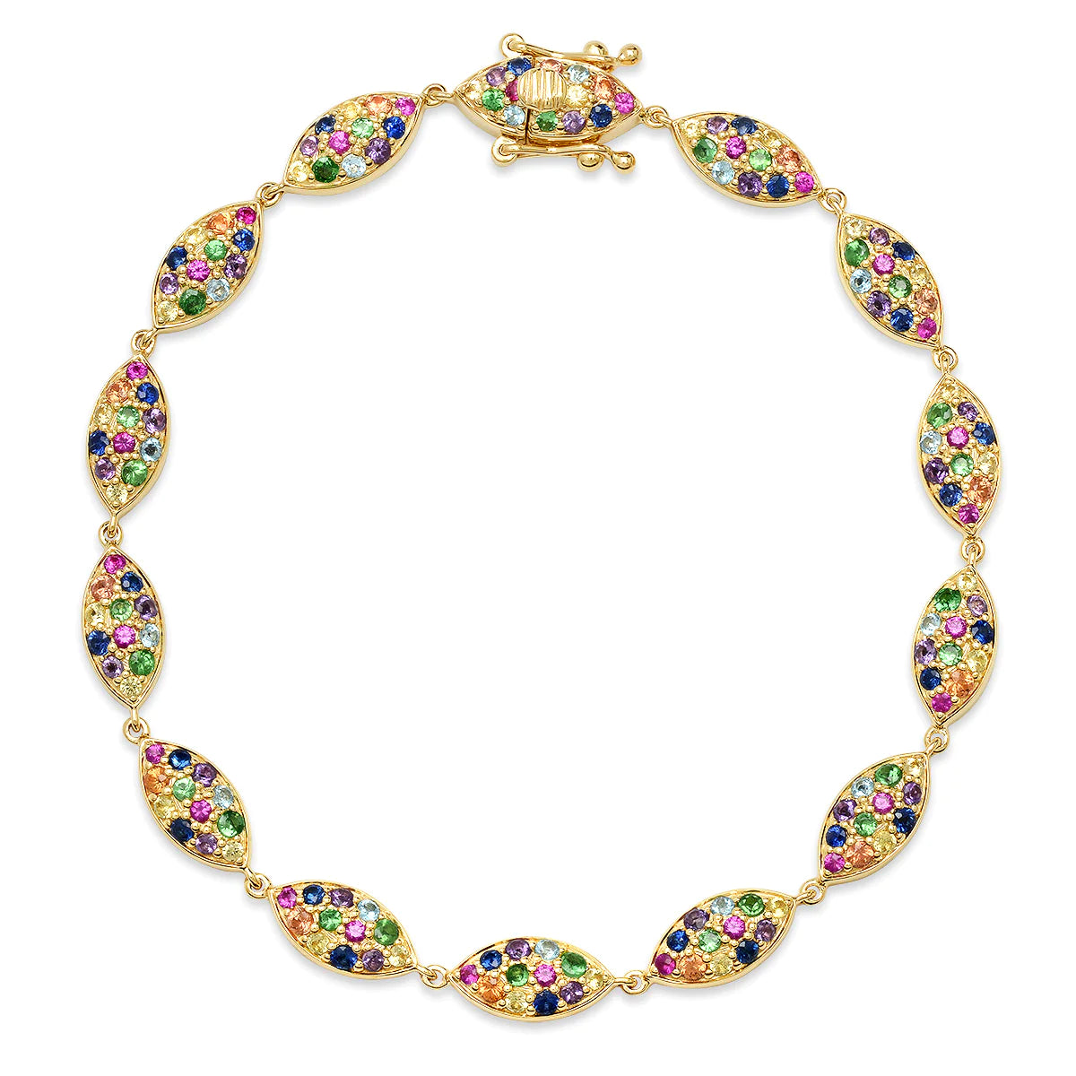 Pave Multi Colored Marquise Bracelet