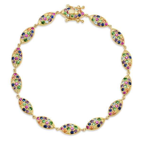 Multi-Colored Crawling Ladybug Bracelet with Diamond and Gemstone in 1