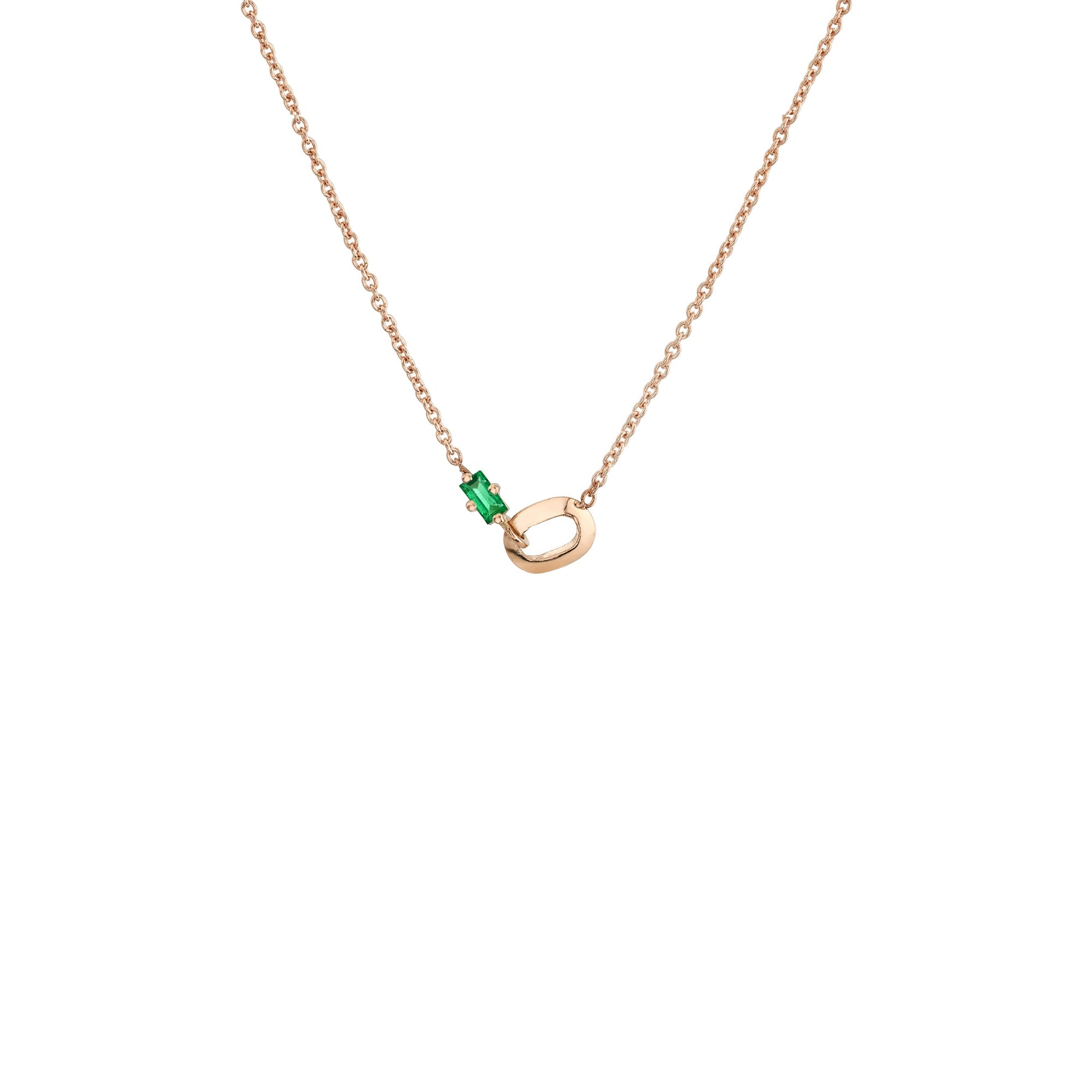 XS LINK AND EMERALD BAGUETTE NECKLACE