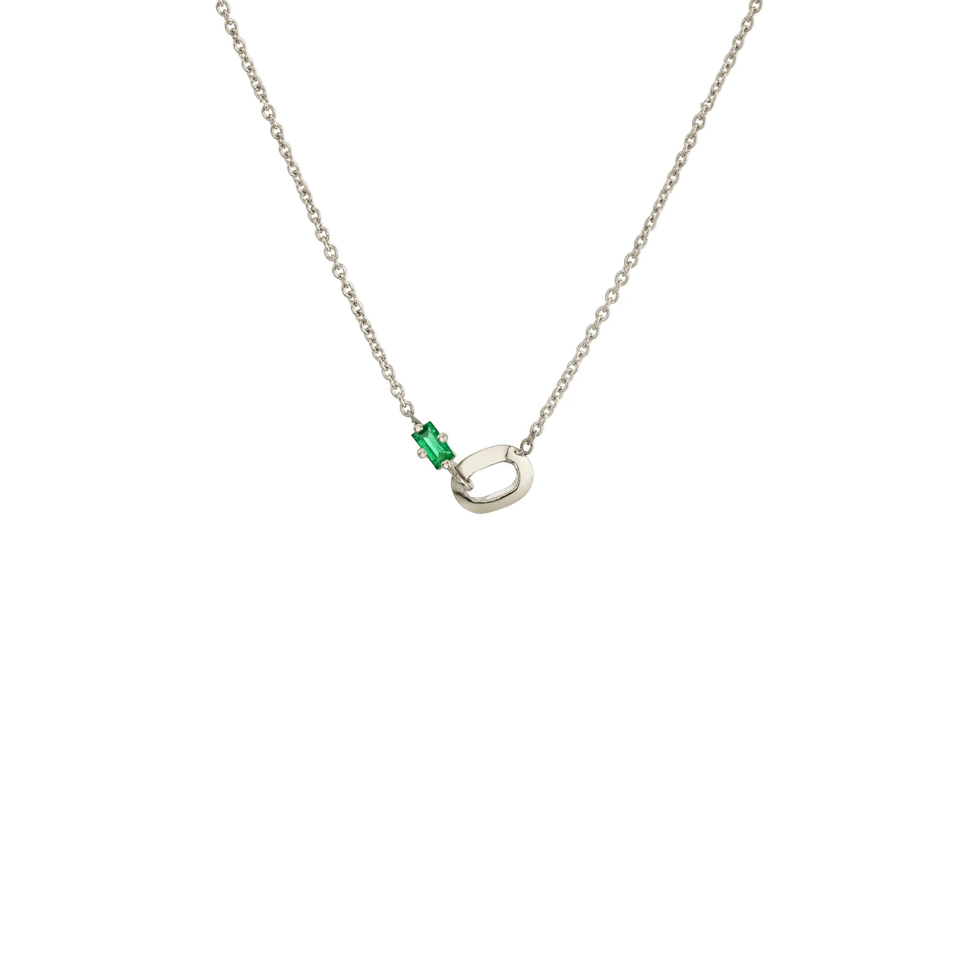 XS LINK AND EMERALD BAGUETTE NECKLACE