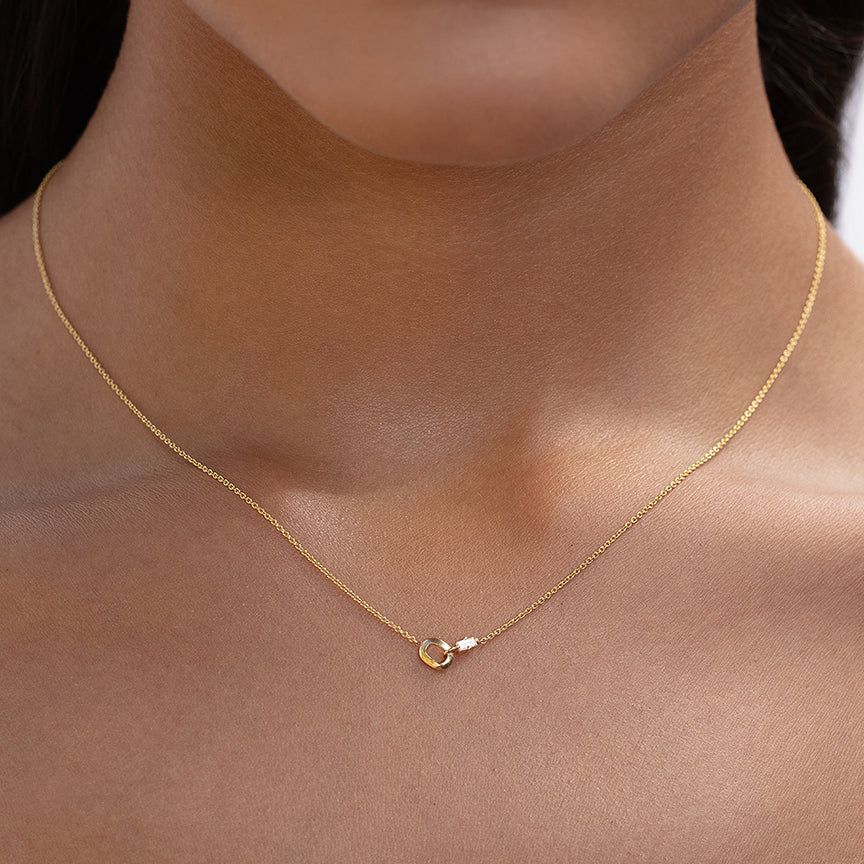 XS LINK AND DIAMOND BAGUETTE NECKLACE