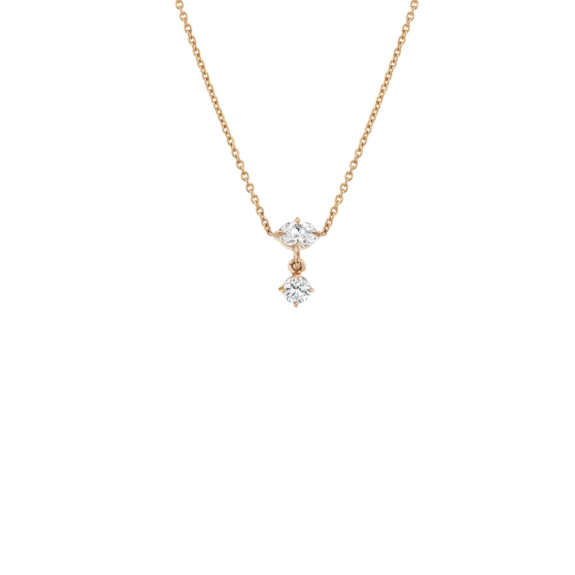MIX MATCHED OVAL AND ROUND SHAPE DIAMOND DROP NECKLACE