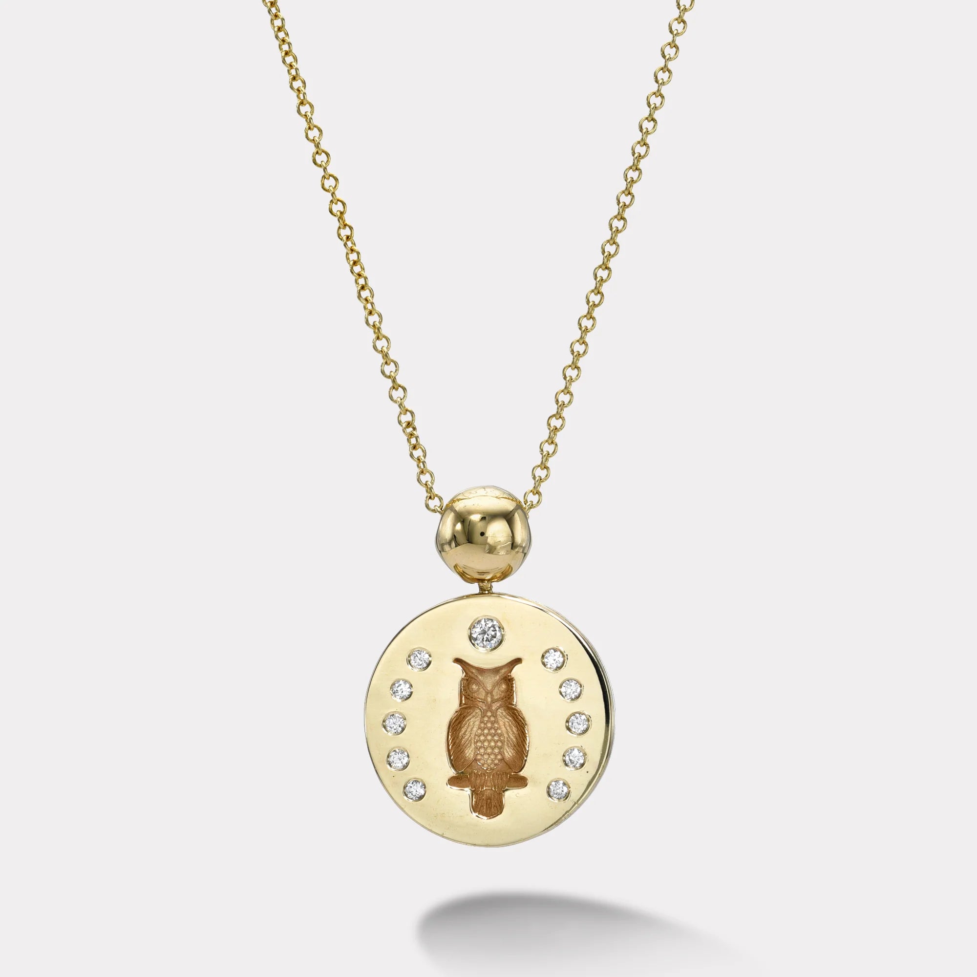 Fantasy Signet Pendant Necklace with Diamonds