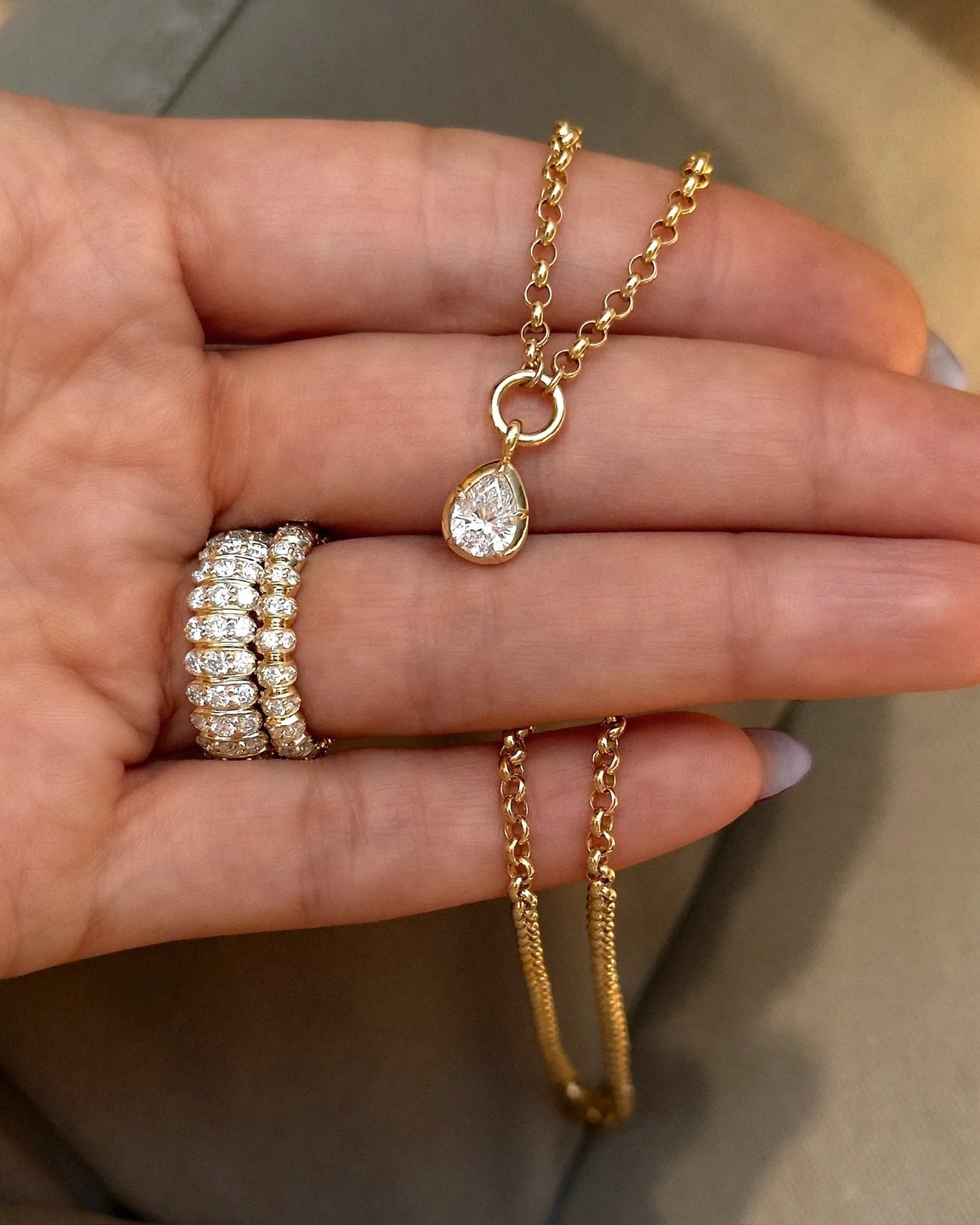 Pear Rosette Solitaire Necklace