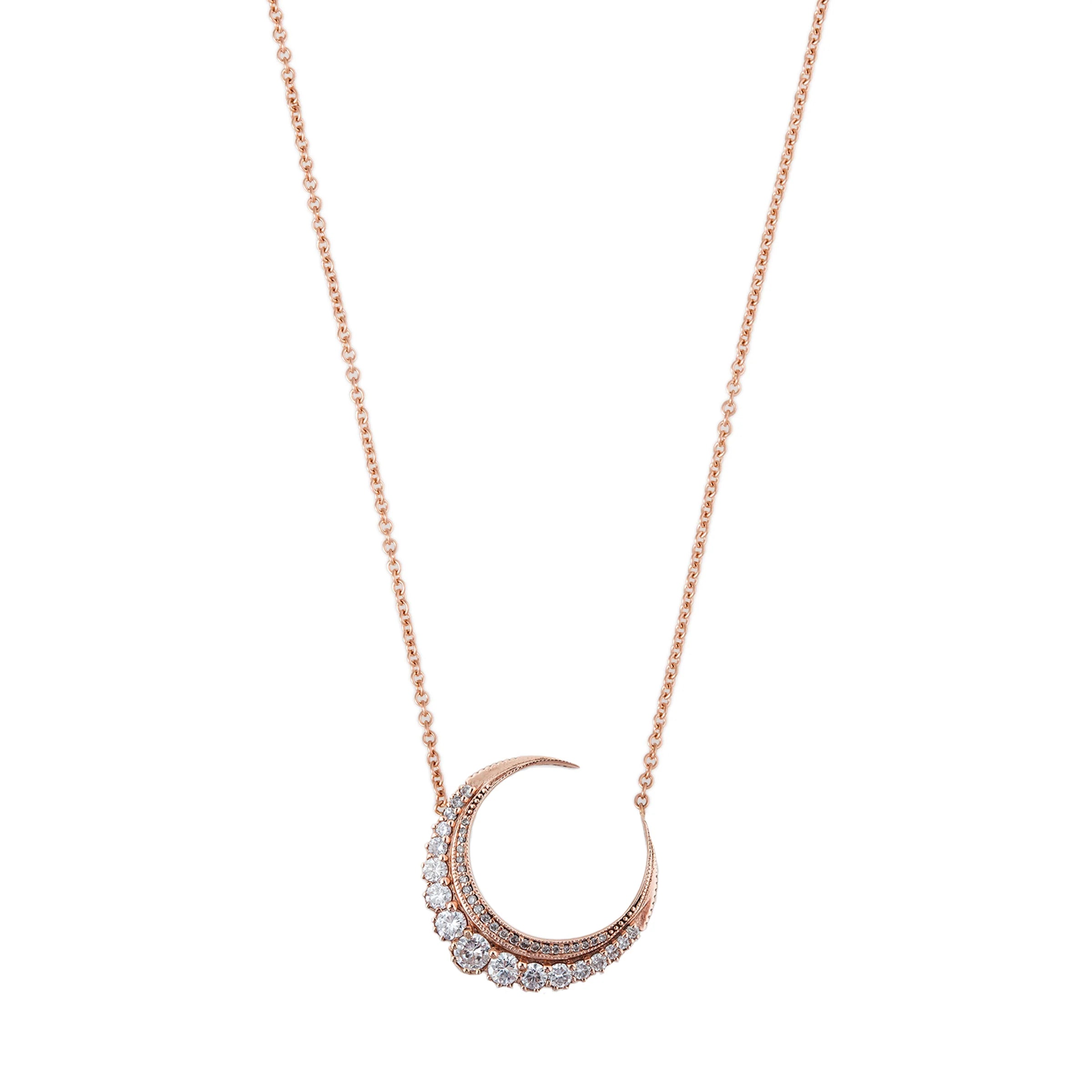 SMALL GRADUATED DIAMOND CRESCENT MOON NECKLACE