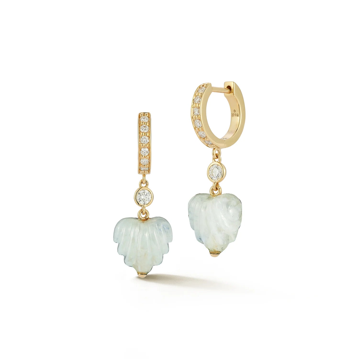 Huggie hoops - rainbow moonstone