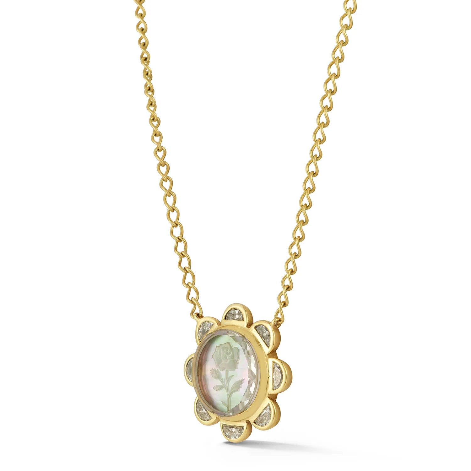 Rosebud Caspian Necklace - Pink Opal and Diamond