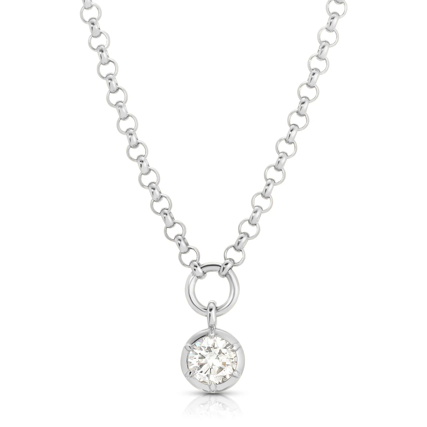 Round Rosette Solitaire Necklace