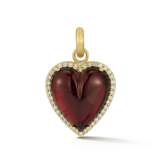 14K Gold Diamond & Garnet Alana Large Heart Charm