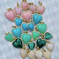 14K Gold Diamond & Chrysoprase Alana Large Heart Charm