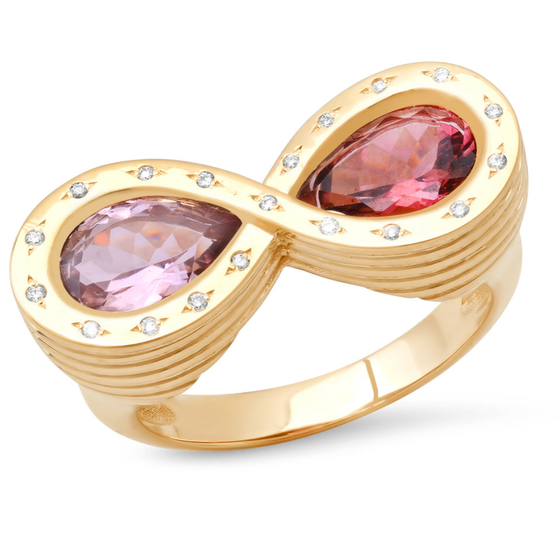 Pink Tourmaline and Diamond Infinity Ring