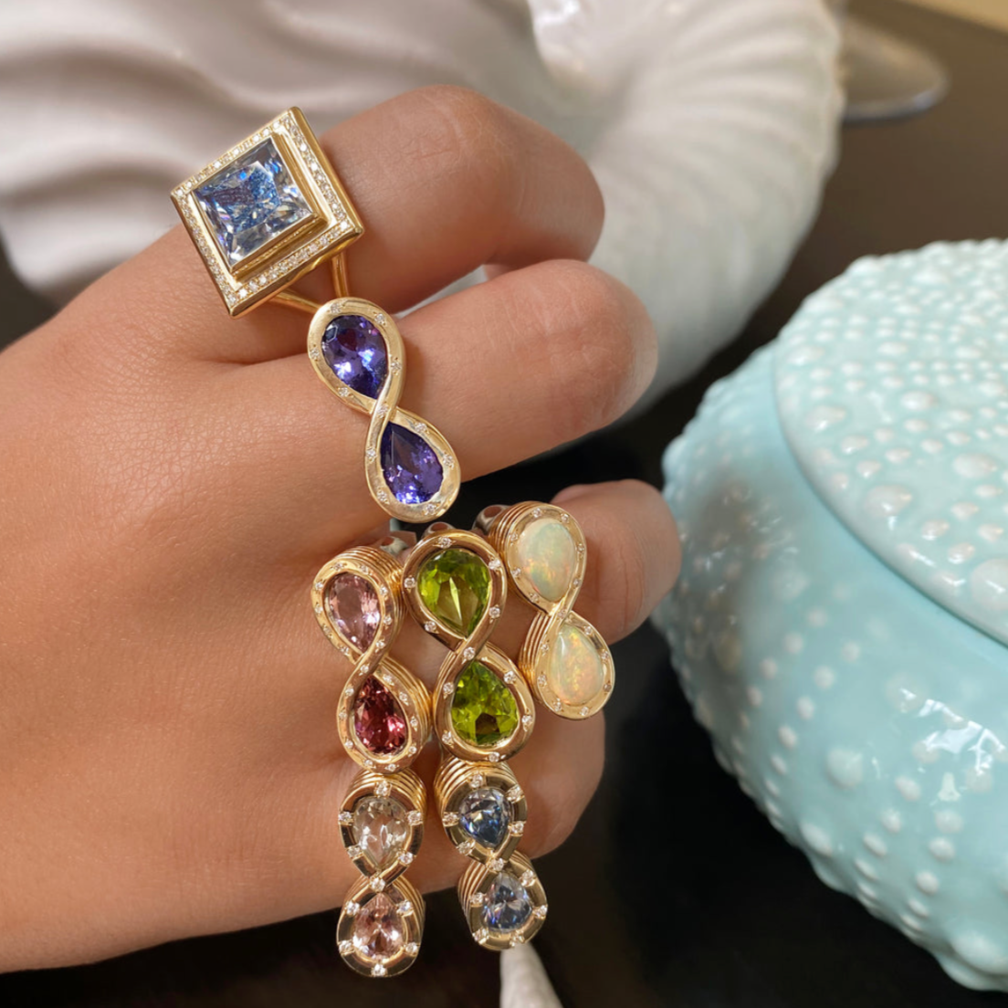 Pink Tourmaline and Diamond Infinity Ring