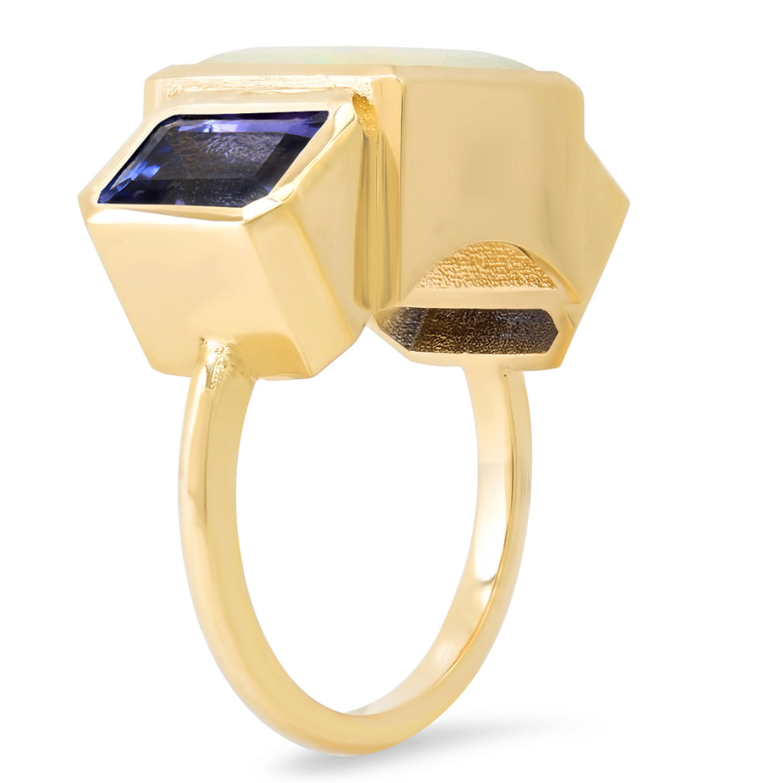 Ethiopian Opal and Tanzanite Trilogy Ring