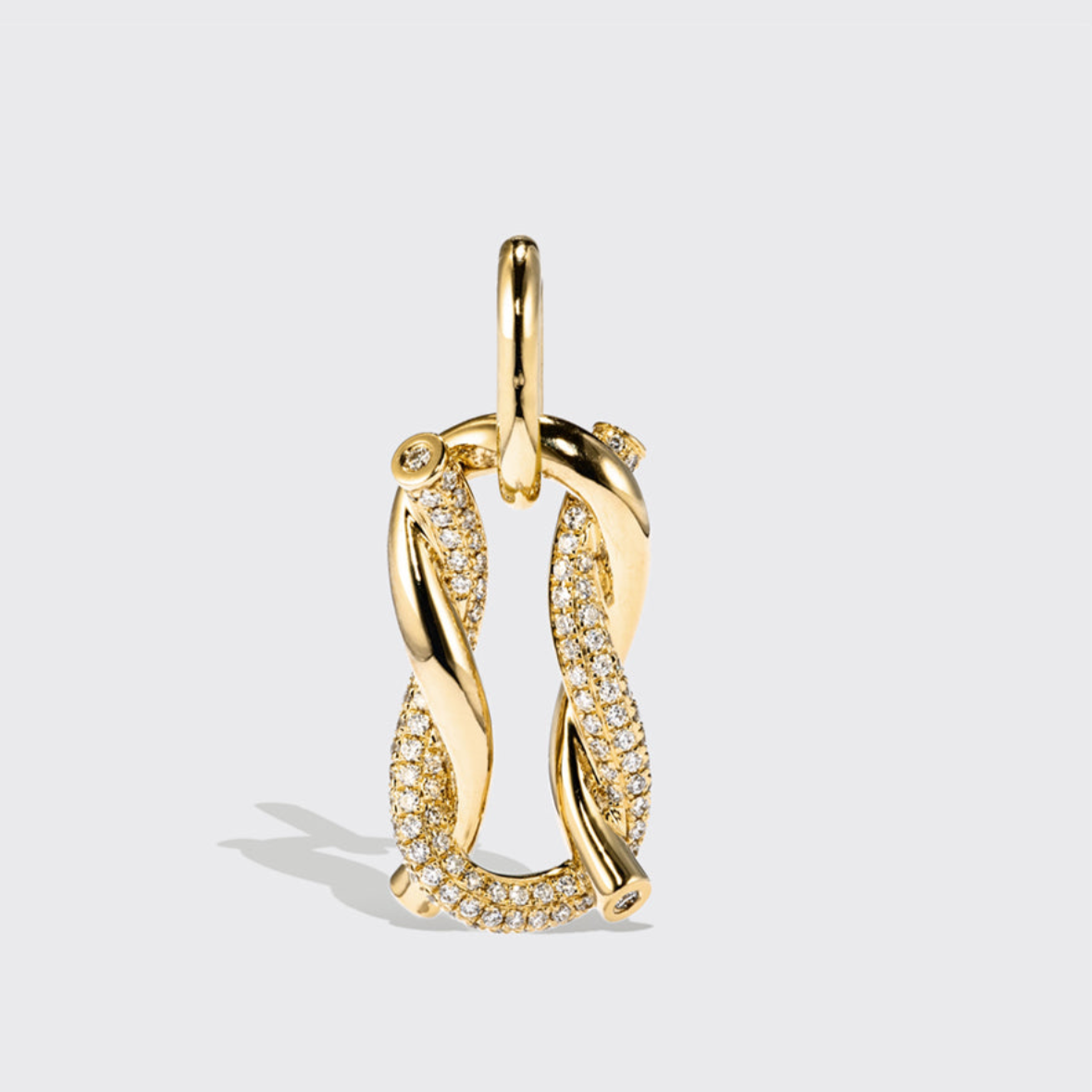 YELLOW GOLD JUMBO HALF DIAMOND TIES PENDANT