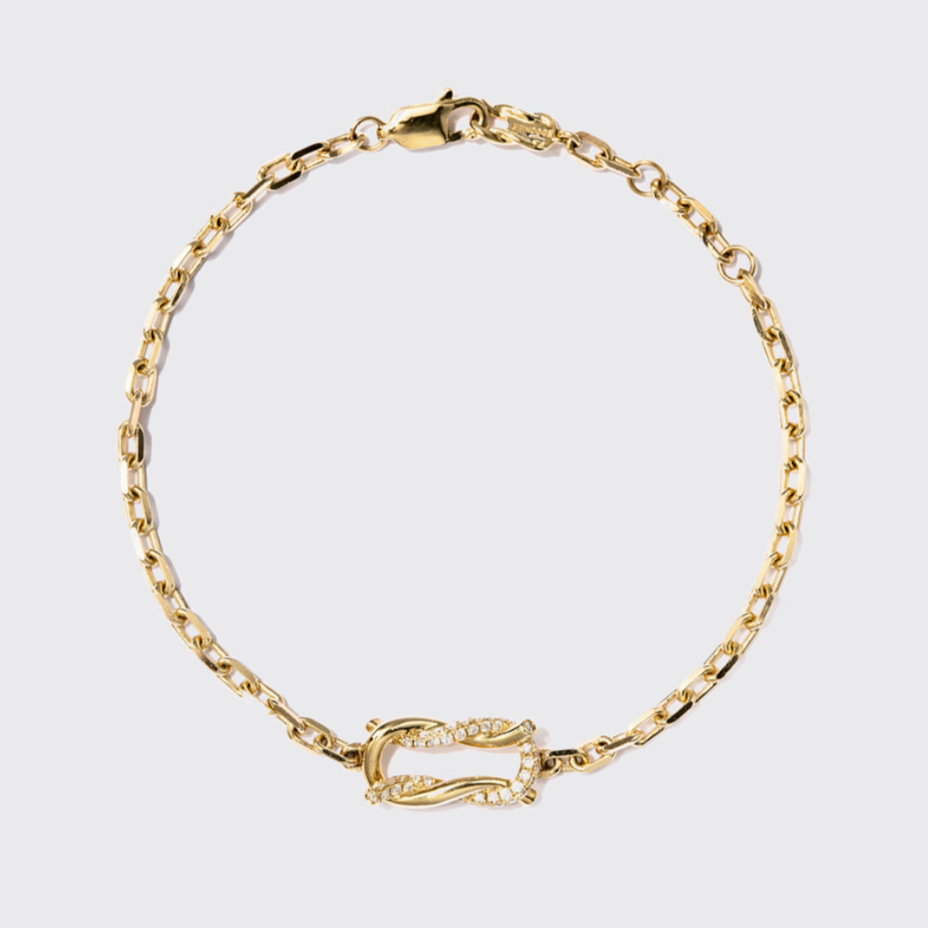 YELLOW GOLD HALF DIAMOND TIES BRACELET