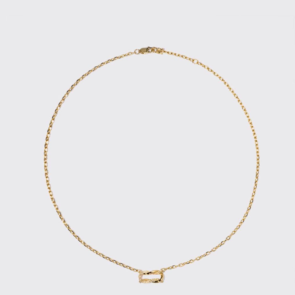 YELLOW GOLD HALF DIAMOND TIES CHAIN NECKLACE