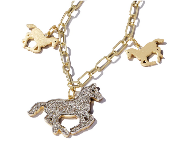 Pavé Pony Diamond Charm Necklace