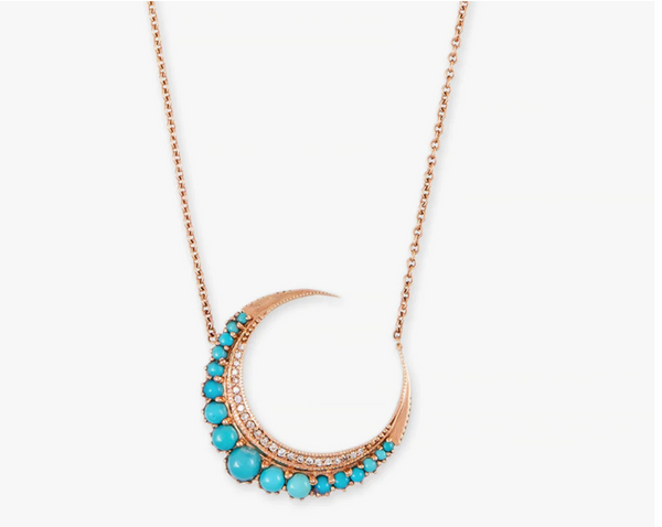 LARGE TURQUOISE CRESCENT MOON NECKLACE