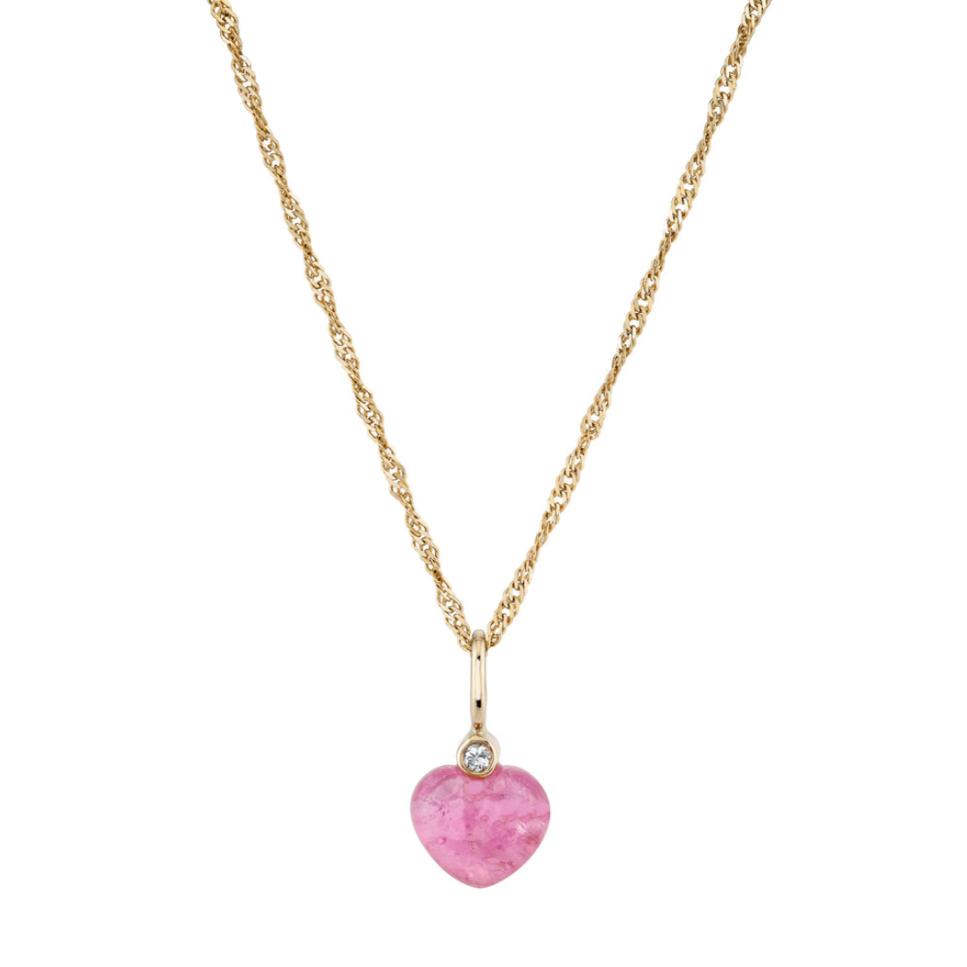 Carved Tourmaline Sweetheart Charm