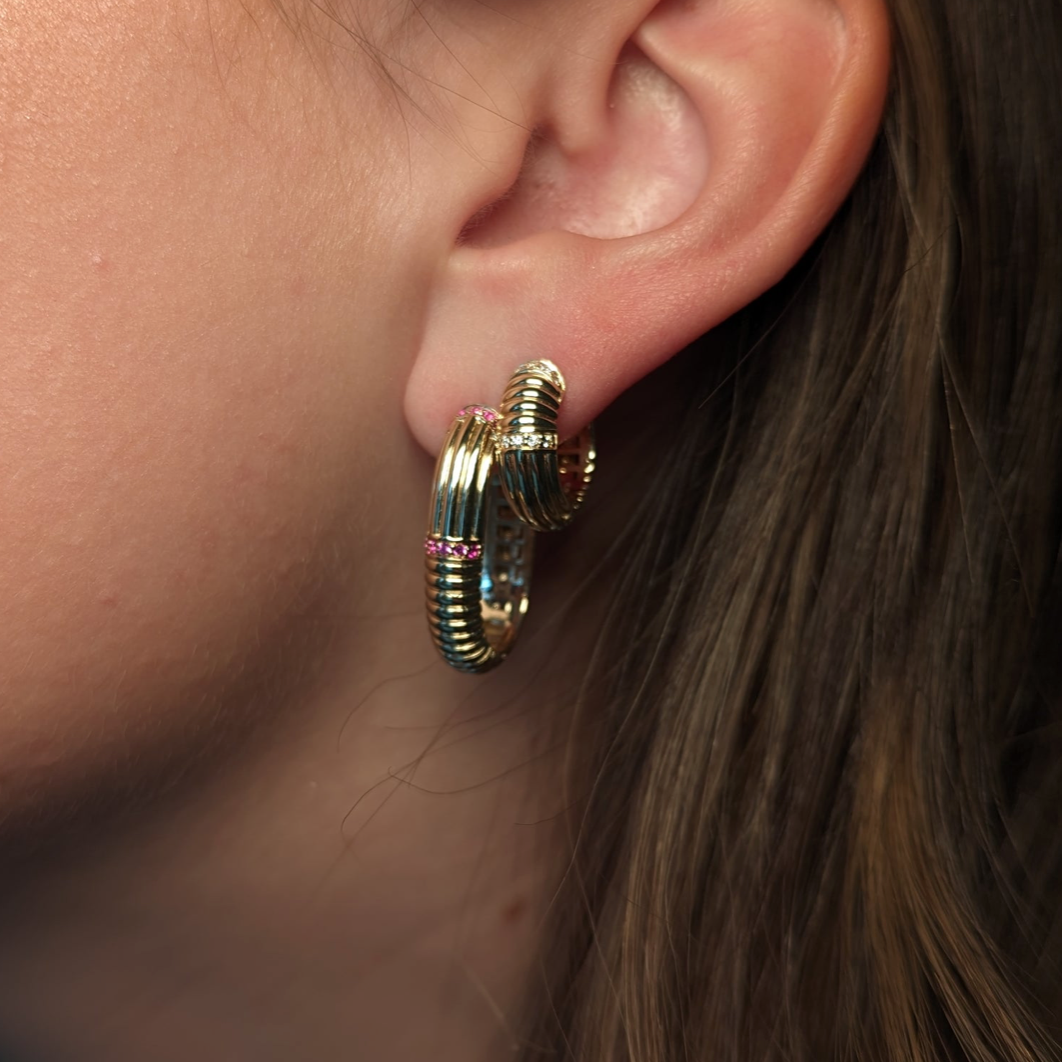 Found Ribbed Oval Hoop Earring - Diamond