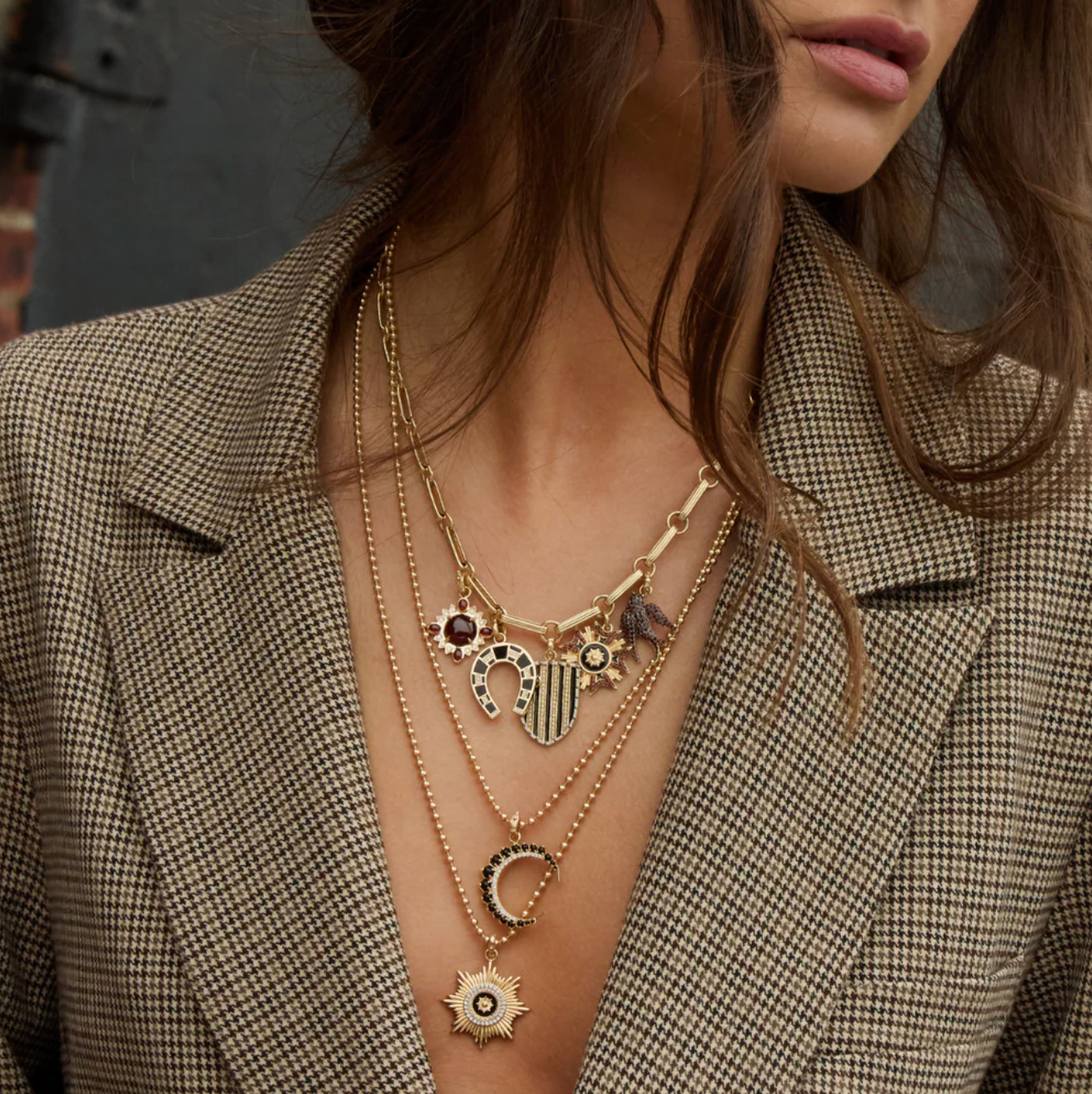 14k Gold Pearl & Black Enamel Walter Medallion