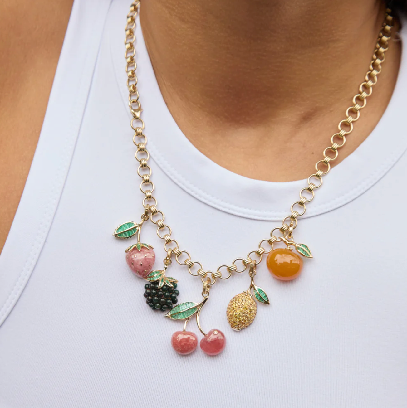 14k Gold Emerald & Yellow Sapphire Sour Lemon Charm