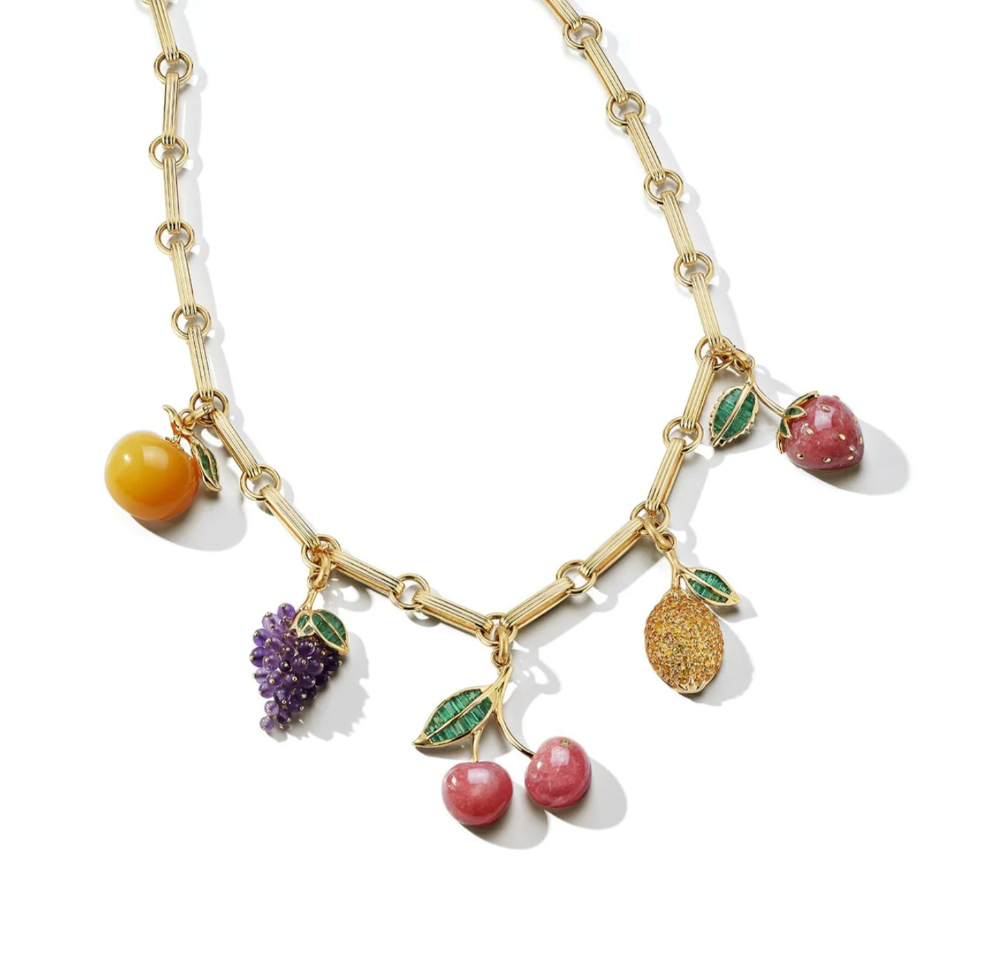 14k Gold Chrismatite & Emerald Sweet Orange Charm