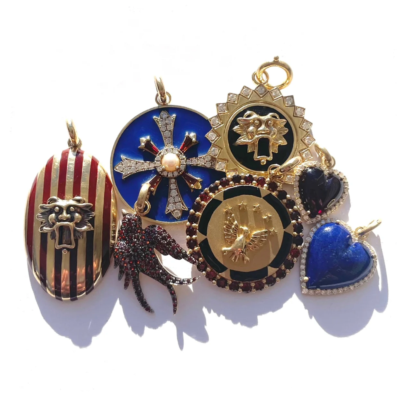 14k Gold Diamond & Lapis Alana Large Heart Charm