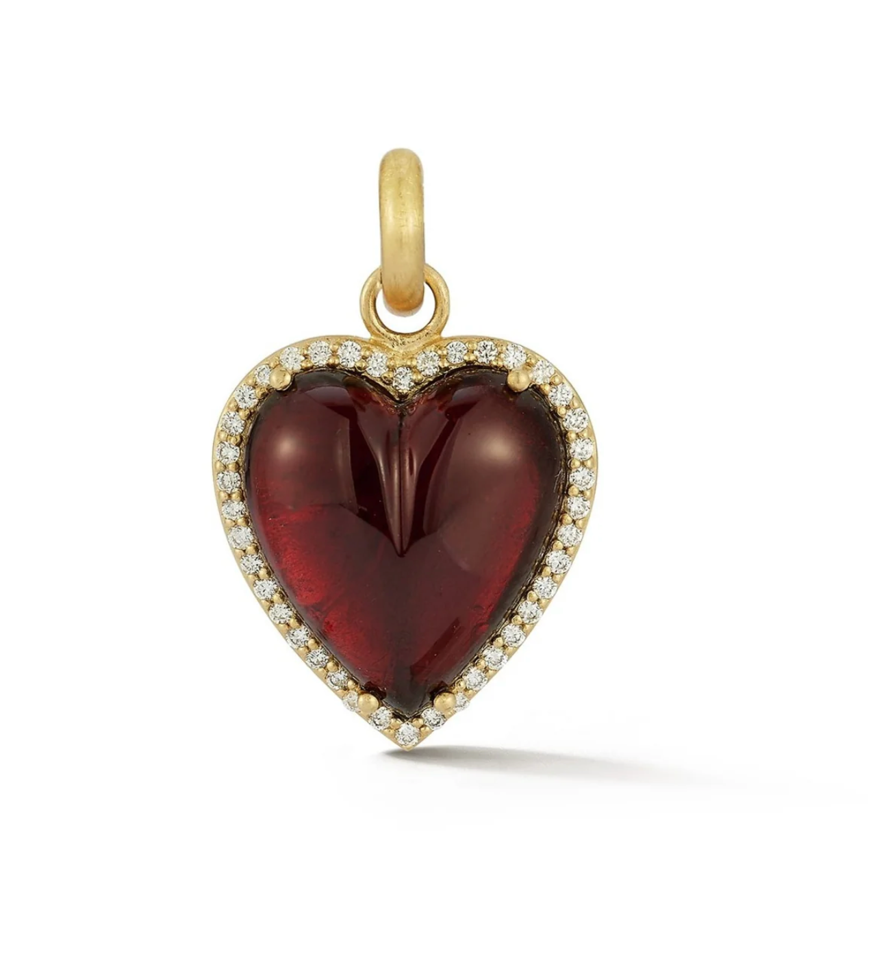 14k Gold Diamond & Garnet Alana Large Heart Charm