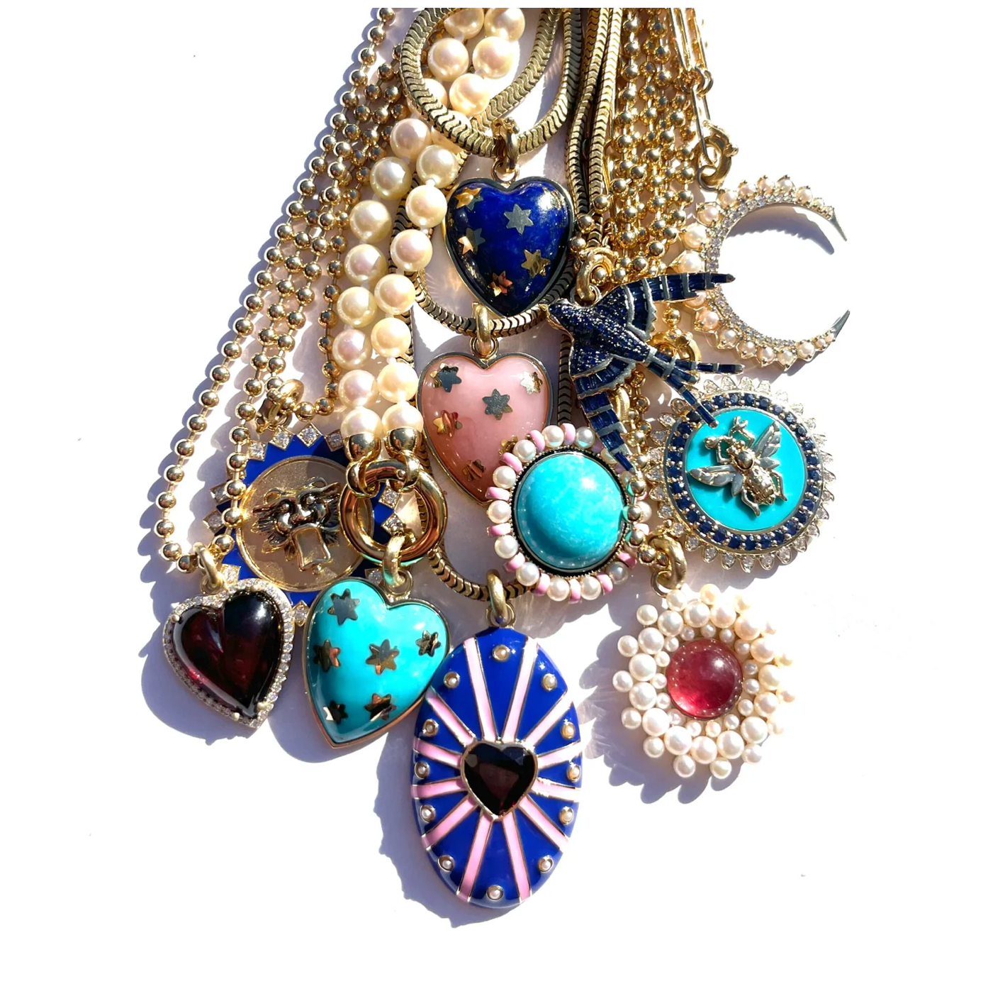 14k Gold Diamond & Garnet Alana Large Heart Charm