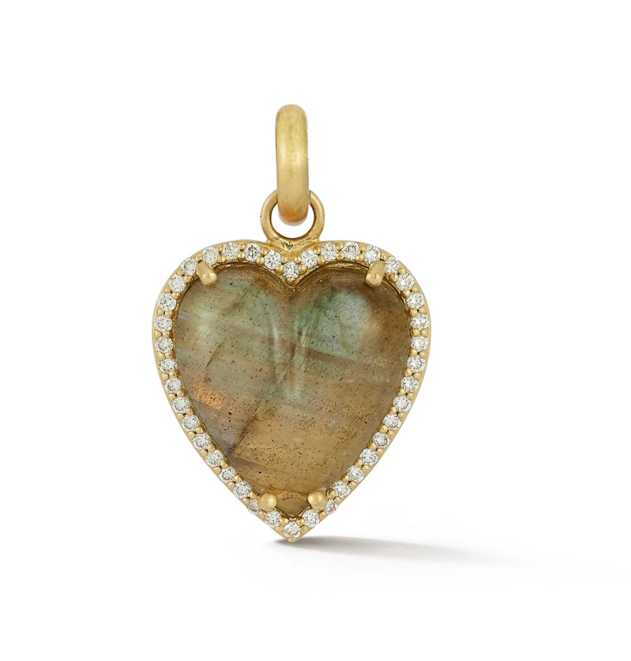 14k Gold Diamond & Labadorite Alana Large Heart Charm