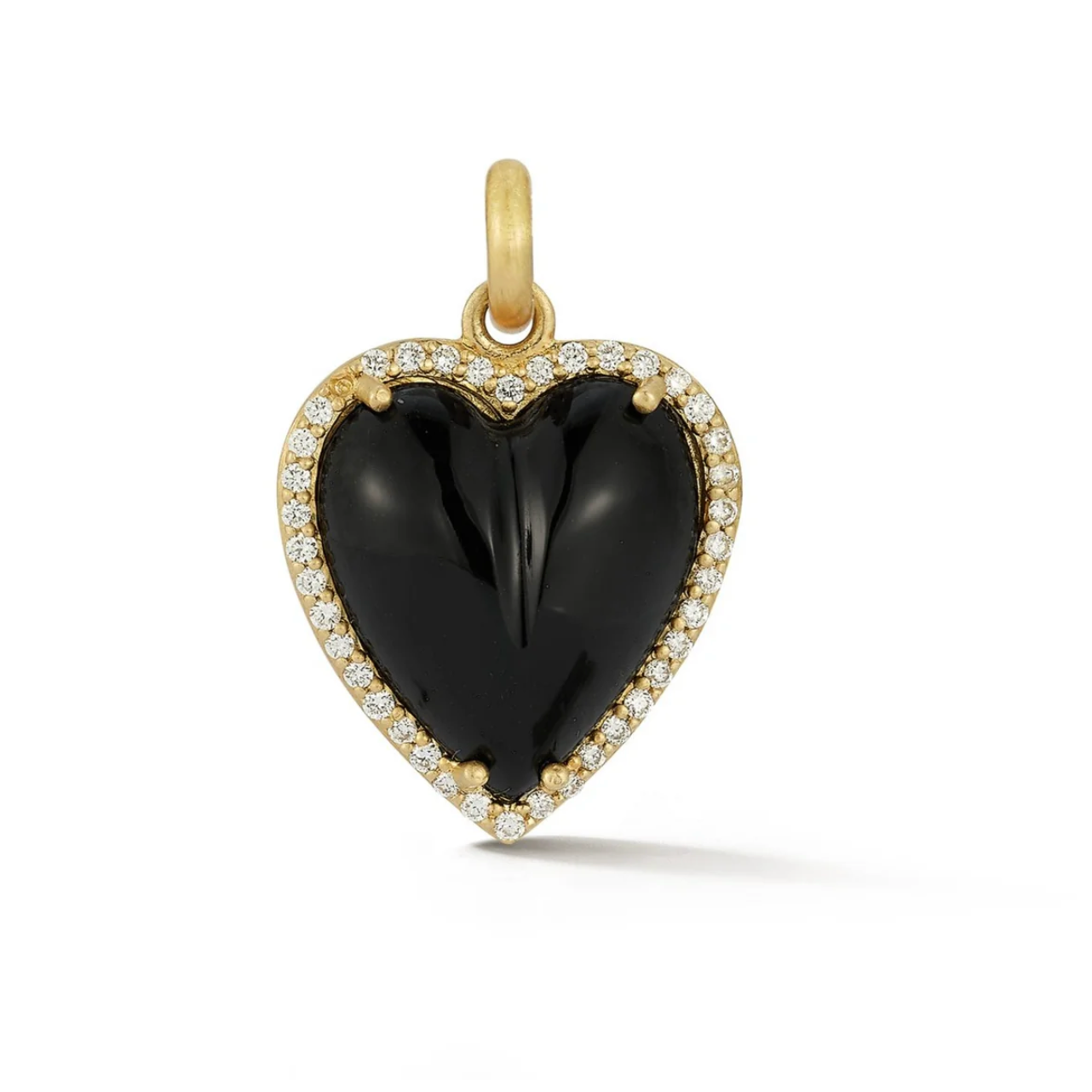 14k Gold Diamond & Onyx Alana Large Heart Charm