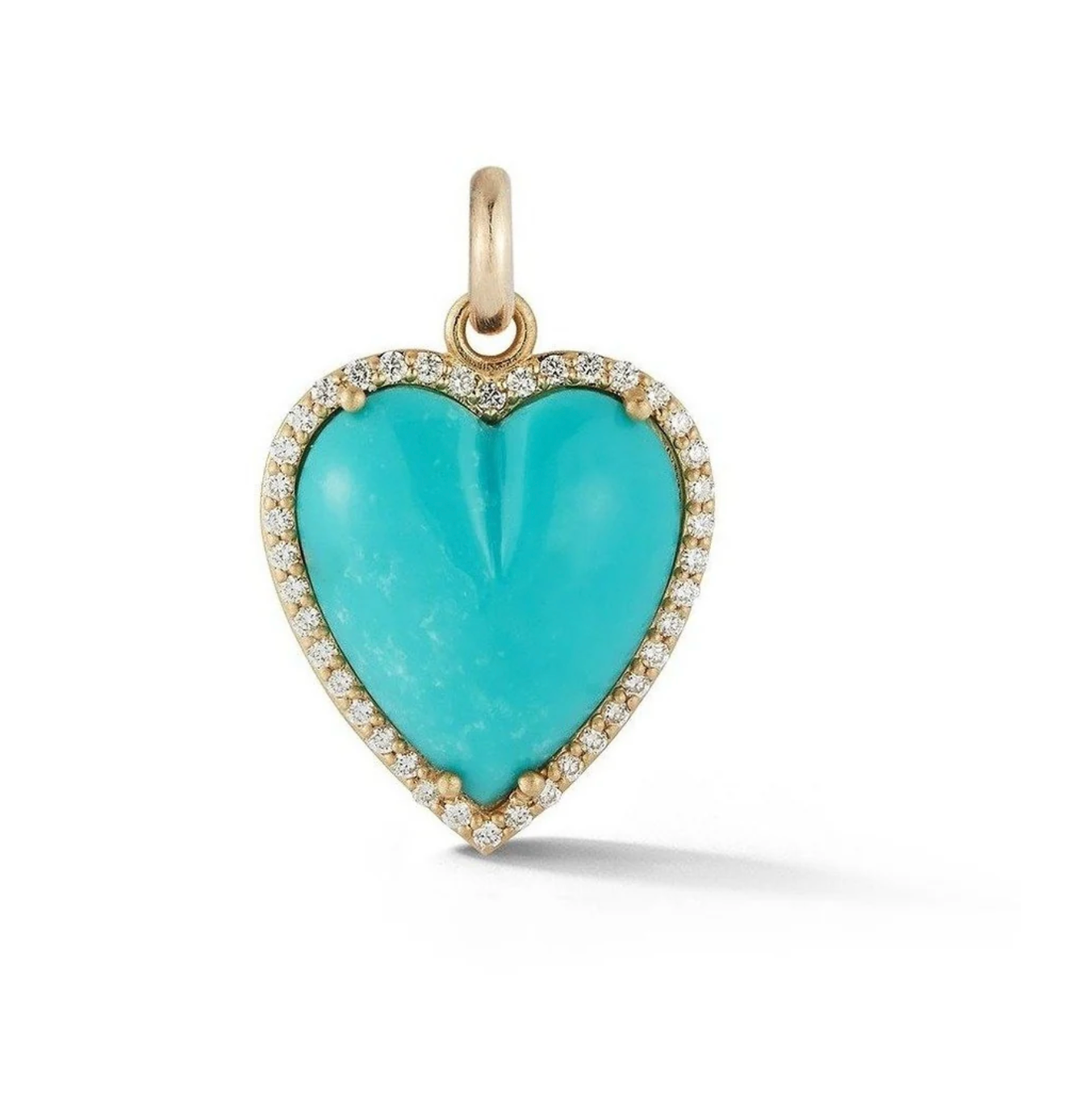 14k Gold Diamond & Turquoise Alana Large Heart Charm