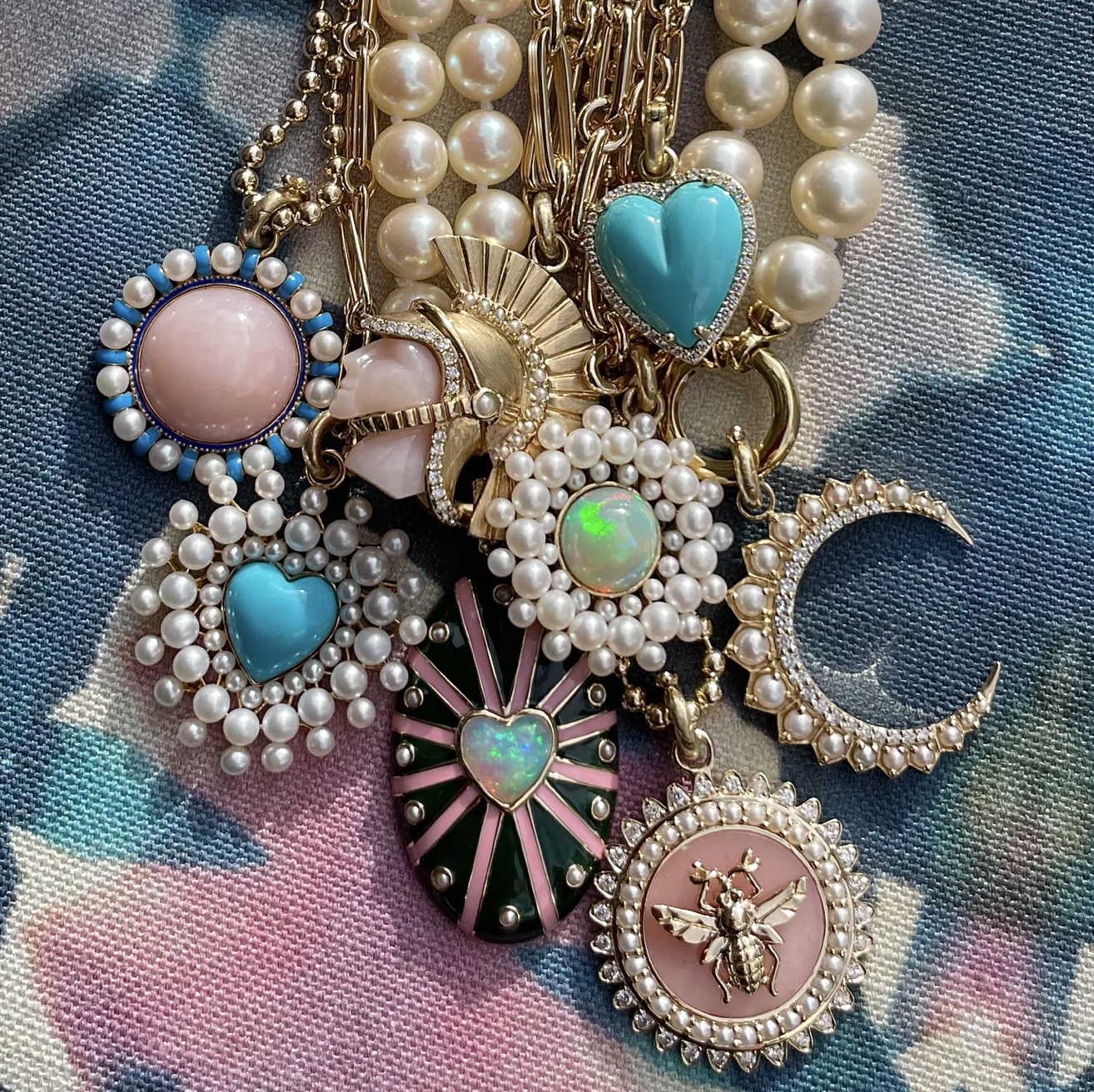 14k Gold Diamond & Turquoise Alana Large Heart Charm