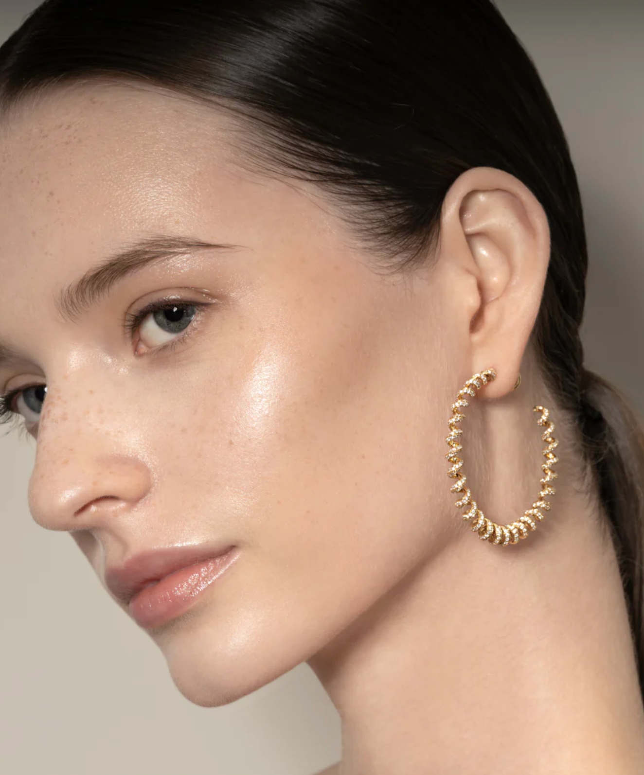 JUMBO YELLOW GOLD DIAMOND SLINKEE EARRINGS