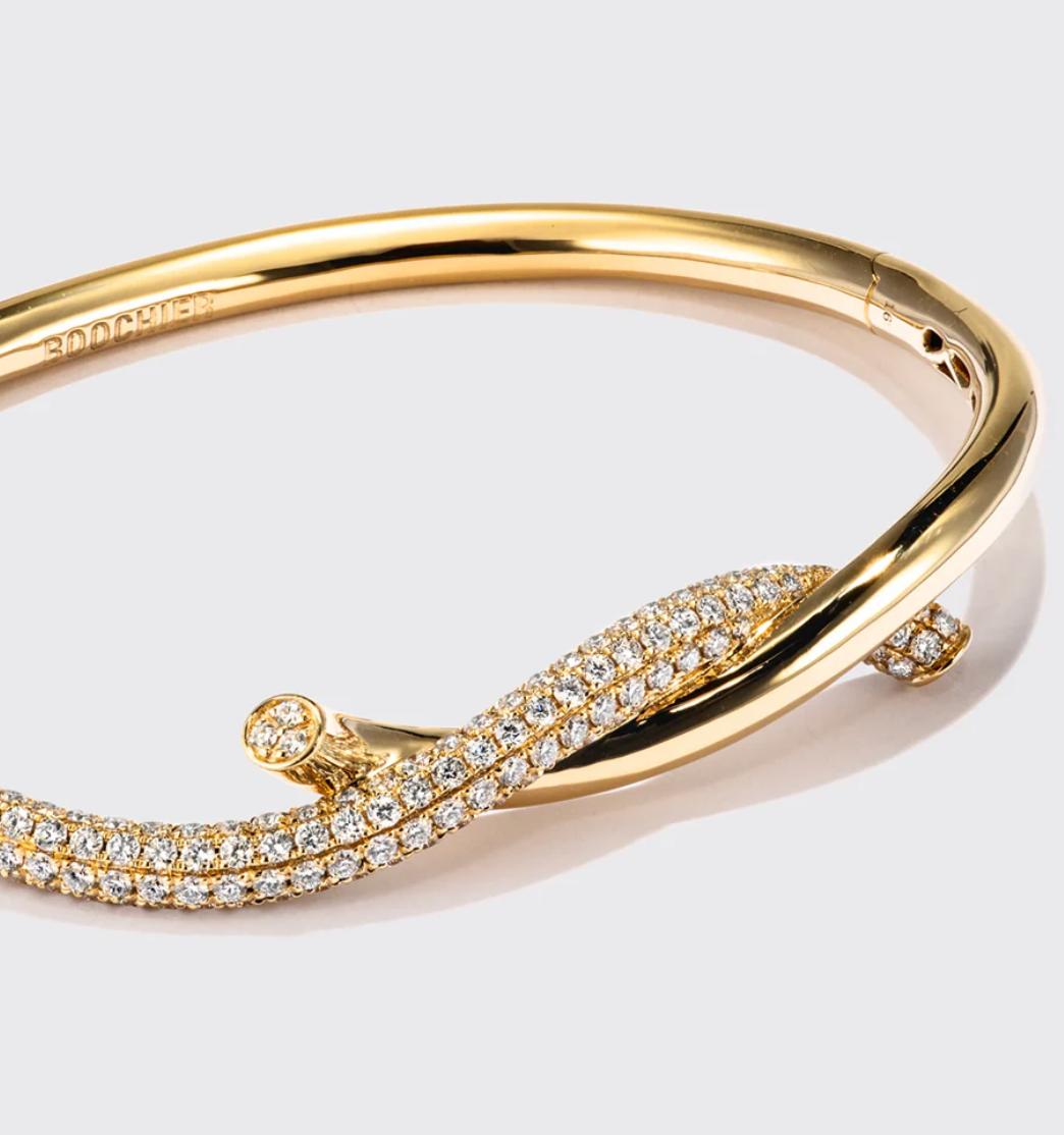 GOLD HALF DIAMOND TIES BANGLE