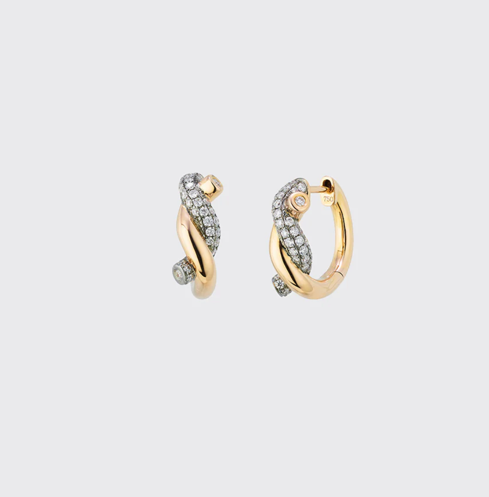 BLACK GOLD-GOLD DIAMOND SMALL TIES EARRINGS