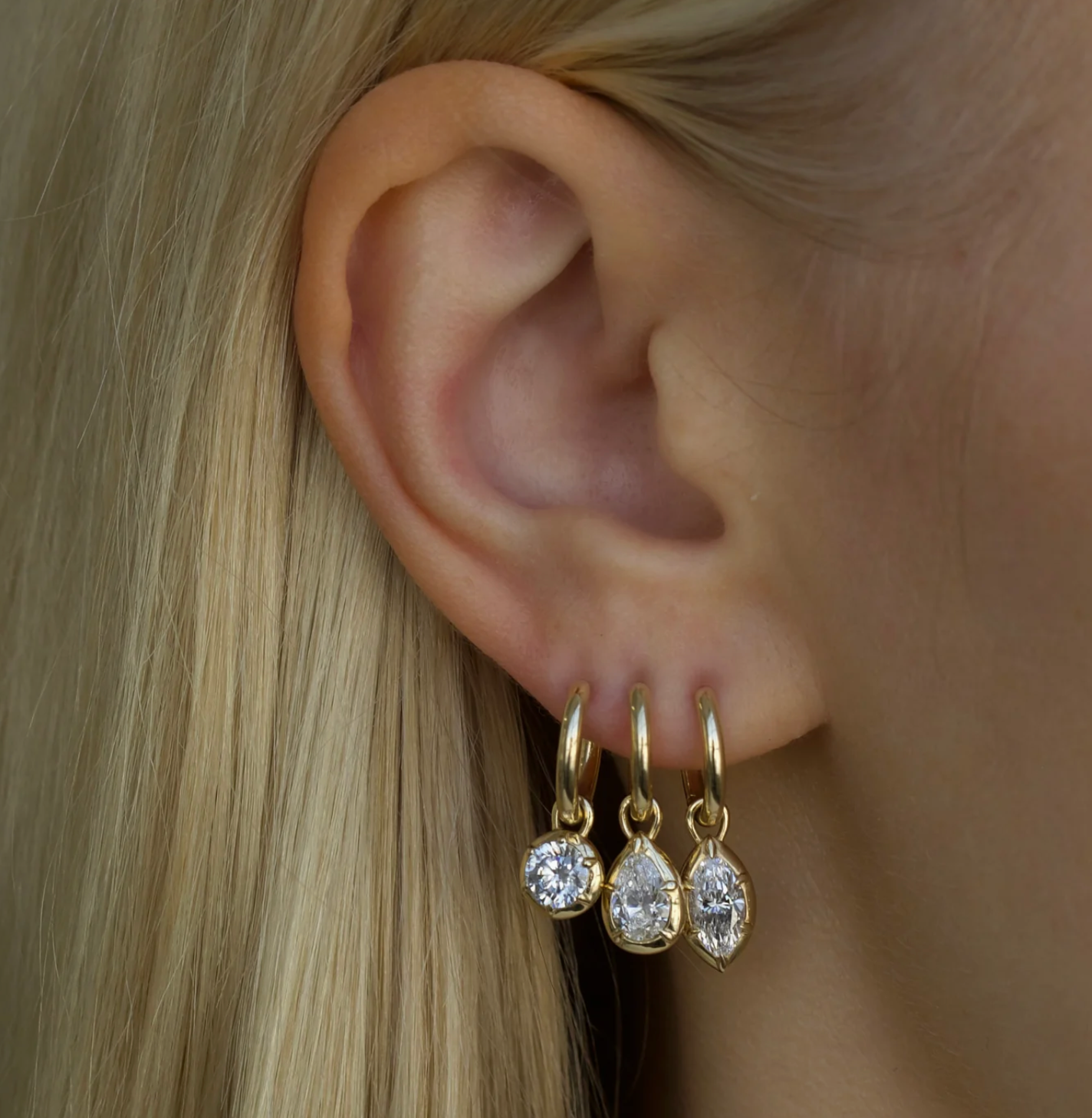 PEAR ROSETTE HOOP EARRINGS