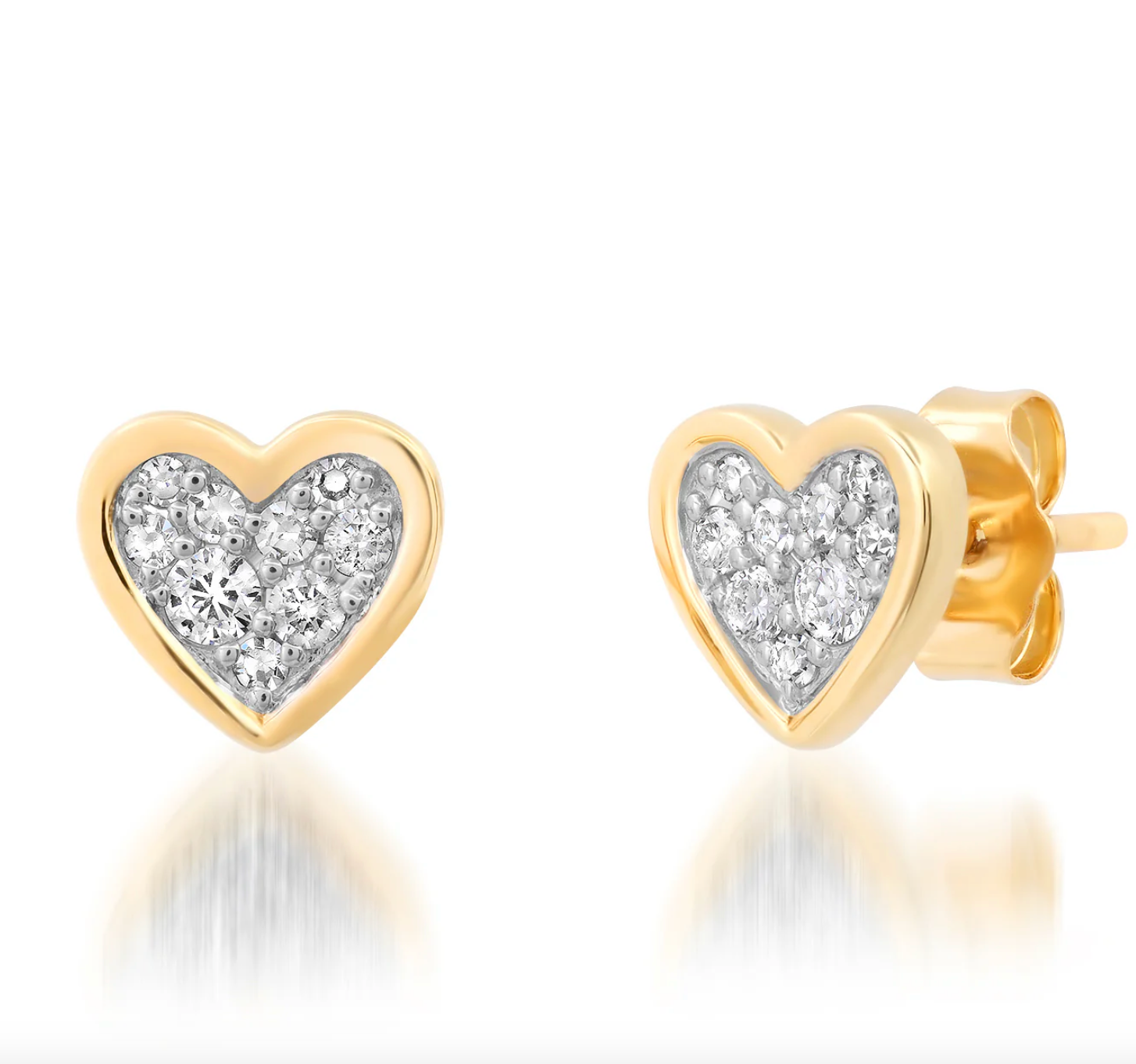 Diamond Bezel Set Heart Studs