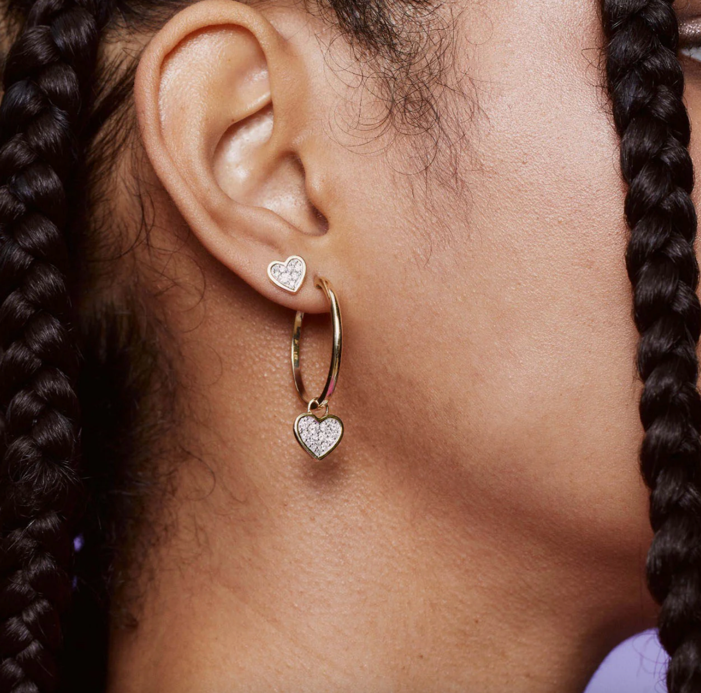 Diamond Bezel Set Heart Studs